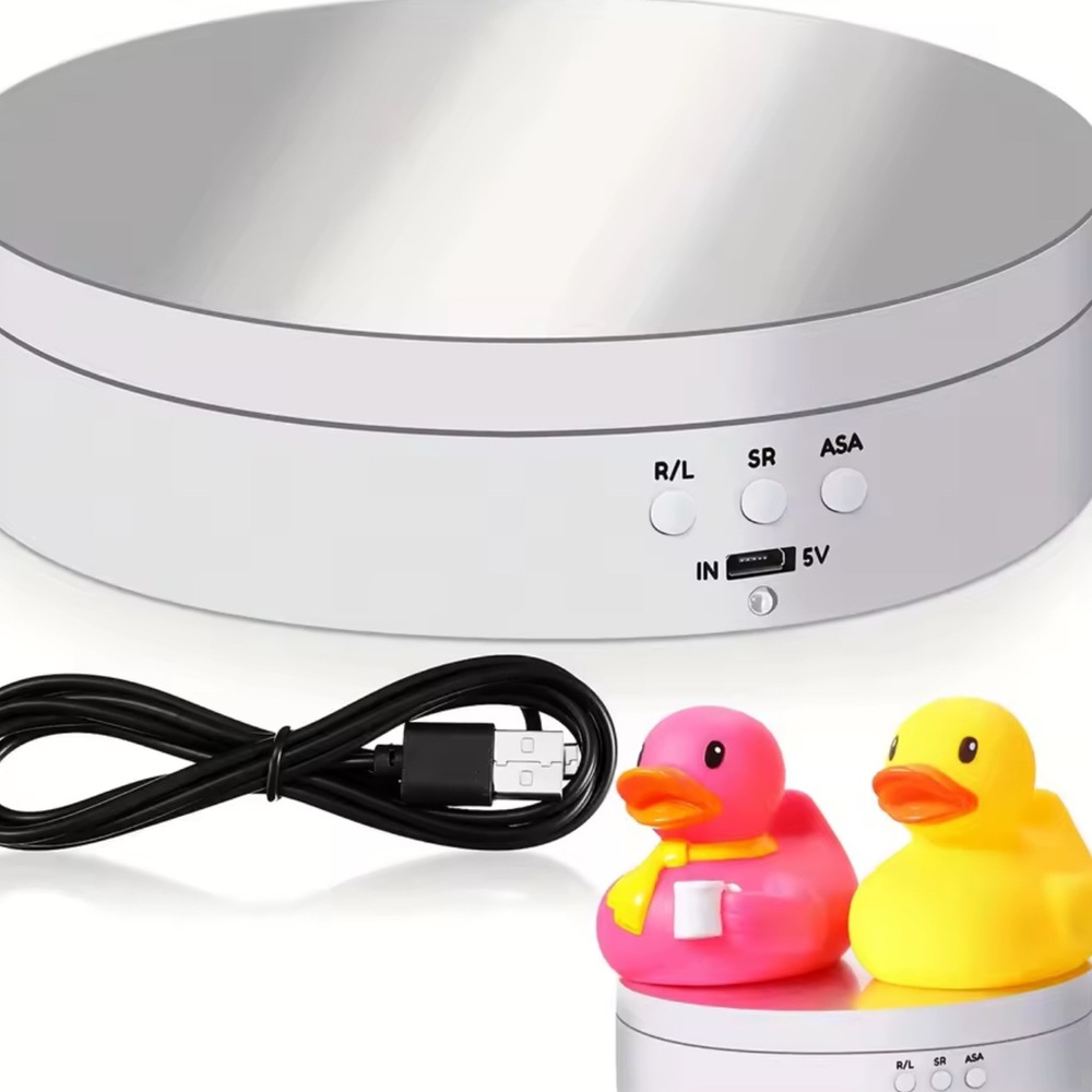 Rotating Display Stand with USB Cable and Duck Figures